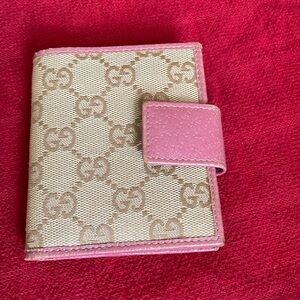 GUCCI GG Logo Canvas Leather Bifold Wallet/8Z1939